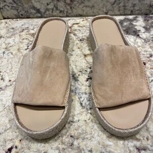 VINCE Jesse Suede Espadrille Slides in Dune Beige Size 8 NWOT